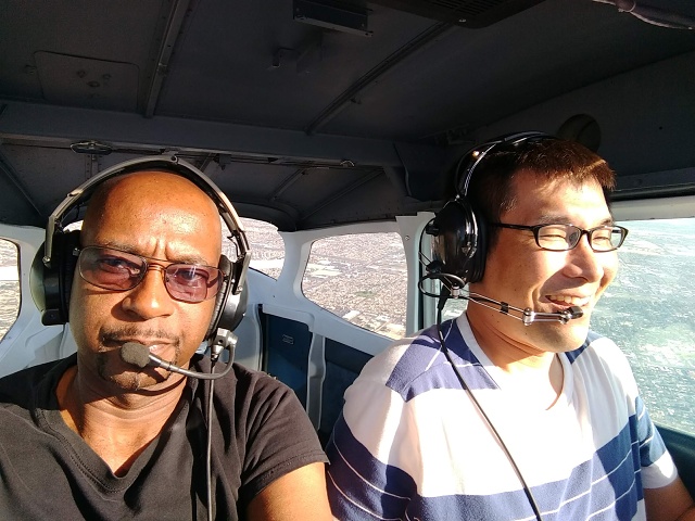 Kasai enjoying early flight over Vegas